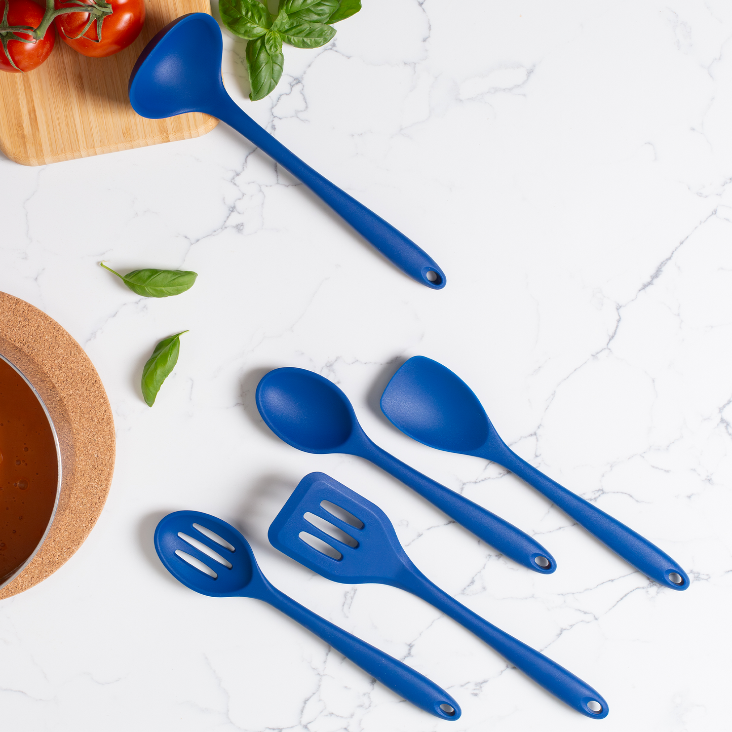 Blue 5-Piece Silicone Cooking Tools