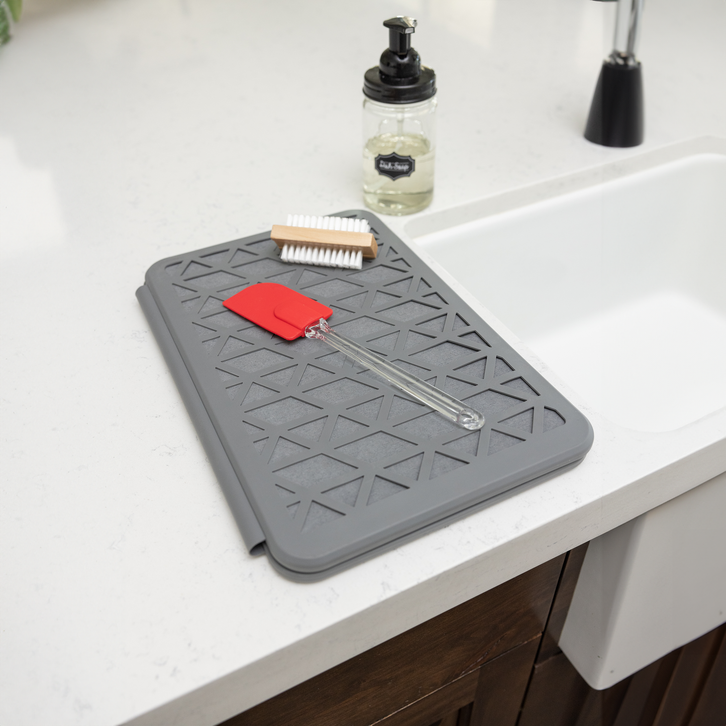 The Folding Magic Dishmat: Stone & Silicone Quick Dry Mat
