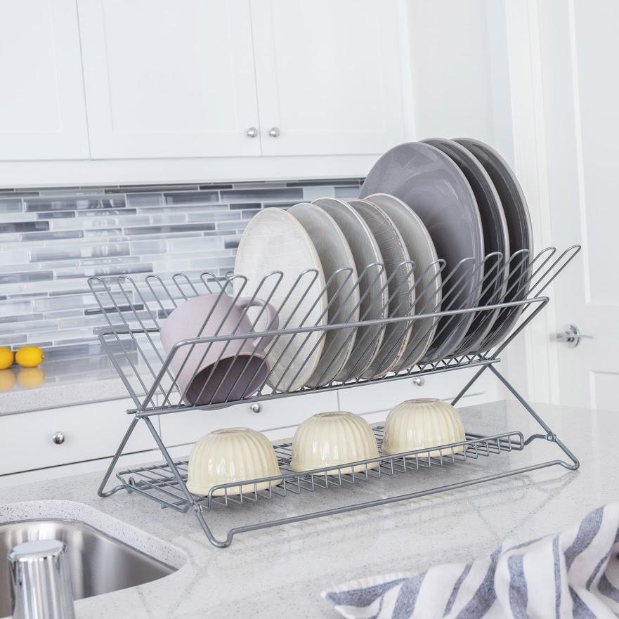 Folding dish rack stainless steel sale