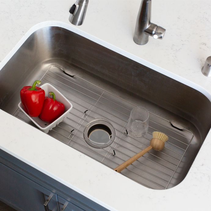 Stainless Steel Sink Protector With Coated Feet