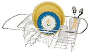 Adjustable Over-The-Sink Dish Drainer (with Cutlery Holder)